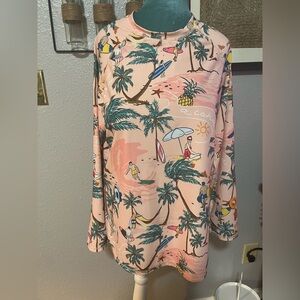 Tropical Print Long Sleeve Swim Shirt  by Hanna Nikole 22W